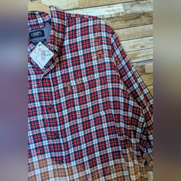 Hank Williams Jr Upcycled Handcrafted Dip Dye Bleach Flannel Shirt - Picture 14 of 16